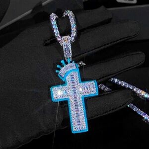 Sterling Silver Religious CZ Cross Pendant